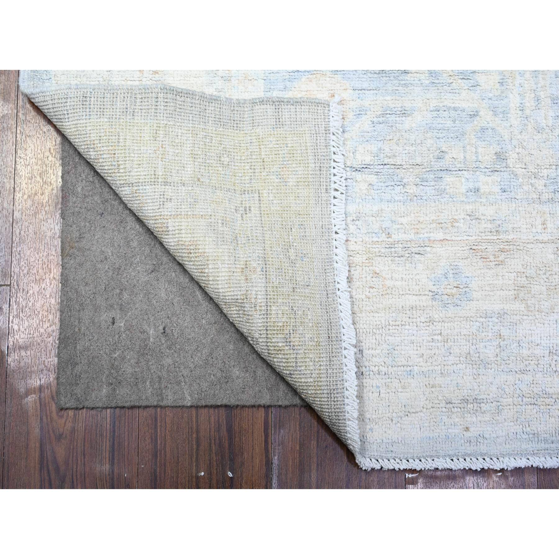 Hand Knotted Grey Khotan and Samarkand with Wool Oriental Rug (3'11" x